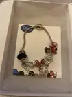 Disney Parks Mickey Minnie Mouse Silver European Style Charm Bracelet 7.48 Inch