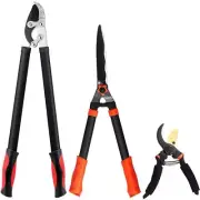Cubilan Garden Tool Set of 3 26"Anvil Loppers, 23"Hedge Shears+Bypass Pruning