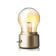 Supperstore Bedroom Retro Charging Bulb Night Light Creative Nostalgic USB Bedside Table Lamp Atmosphere Lamp-Gold