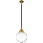 Brass Pendants Lights Clear Glass Polished Period Lighting Sphere