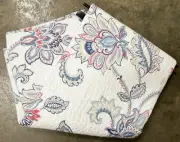 Nicole Miller Pink Blue Jacobean Floral Quilted Throw Blanket Lap 50” X 70”