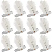 12x 1920s FLAPPER HEADBAND Headpiece Feather Sequin Charleston Gatsby Party BULK - White