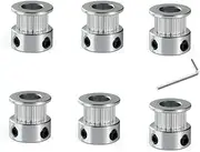 Naisfei 3D Printing GT2 Timing Belt Set,6 PCS Aluminum 20 Teeth GT2 Timing Belt Pulley 8mm,for 3D Printer, CNC Machine, Power Supply,with Allen Wrench