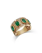 Bloomingdale's Fine Collection Emerald & Diamond Band Ring in 14K Yellow Gold