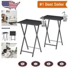 Duo of Sturdy Folding TV Trays - Versatile Snack Tables with Stylish Design