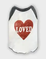 Grayson Pup 'Loved' Raglan Dog Tee - White - Size Medium White Gray Red
