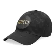 Gucci GG Canvas Baseball Cap Black XL Unisex Cotton/Polyester/Calfskin