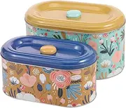 FwQoFvk 2Pcs Cookie Tin with Lid, Iron Biscuit Tin, Multipurpose Candy Canister, Biscuits Candy Storage Case, Decorative Cookie Jar for Tea Coffee Powder Snack Cosmetic Jewelry (Bush)