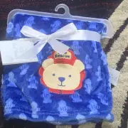 Le Bebe Baby Blanket Fire Rescue Bear Security Lovey 30" x 36" Blue NWT