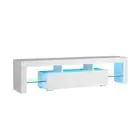 Oikiture Entertainment Unit TV Stand Cabinet LED RGB Gloss White 180CM