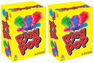 2 PACK - Ring Pop Kosher Bulk Candy Lollipop Variety Party Pack - 40 Count