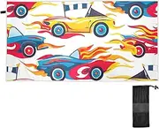 GAIGEO Race Cars Flames Print Sand Free Beach Towel Thin Beach Towels Quick Drying Cute Large Towels for Adults Beach Essentials for Women 71 x 31 Inch