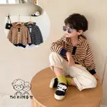 出清TWO KIDS 童裝 210491 -現貨韓版2色寬鬆條紋連帽衛衣 長袖上衣 小童 中大童 男童 女童 兒童