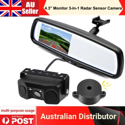 4.3"Car Mirror Monitor No1 Bracket+3-In-1 RearView Radar Sensor Reversing Camera