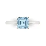 1.50 ct Asscher Cut Blue Stone Wedding Promise engagement Ring 14k White Gold
