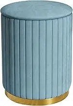 Upholstered Stool with Storage Space Sofa Stool Pouf Stool Dressing Table Shoe Bench Chest Bench Metal Base Footstool for Hallway Bedroom Living Room(Blau)