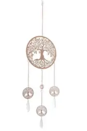 Rose Gold Spiral Wind Chime Hanging Crystal Charm - Tree of Life