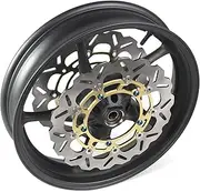 Matte Black Front Wheel Rim and Brake Discs Rotors Compatible with Yamaha YZF R1 R6 2006-2012, Motorcycle Replacement Accessories Parts