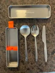 Small Hours 3 Piece Reusable On-The-Go Cutlery Set Stainless Steel Travel Case