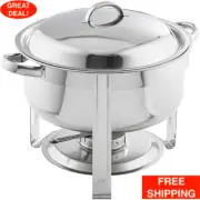 Choice 8 Qt Deluxe Round Chrome Accent Soup Chafer Stainless Steel 13" x 161/2"