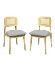[Levede] Rattan Armless Cane Dining Chairs x2 in Natural