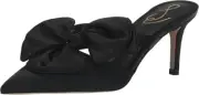 Sam Edelman Veranda Black Satin Pointed Toe Slip On Stiletto Heeled Mules Pumps