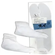 Unisex Japanese Kimono Geta Flip Flops Sandals Nylon Tabi Socks (White, Large)