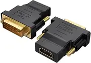 DVI to HDMI Adapter,CableCreation 2-Pack Bi-Directional DVI Male to HDMI Female Converter, Support 1080P, 3D for PS3,PS4,TV Box,Blu-ray,Projector,HDTV