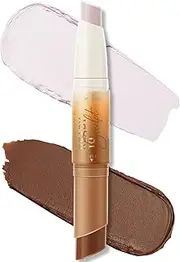 FOCALLURE 2 in 1 Cream Bronzer and Highlighter Stick,Non-greasy & Non-drying Contour Pencil,Easy to Create a Natural Matte Finishing,Long Lasting & Waterproof Face Brighten Make up Pen,VANILLA LIGHT