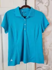 Adidas ClimaLite Blue Short Sleeve Golf Performance Athletic Shirt L Womens NWT