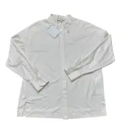 Max Mara Leisure Shirt Medium Pink Edmea Button Down Striped Mandarin Collar