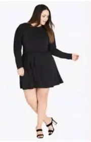 City Chic Medium Rimple Dress Black Plus Size 18