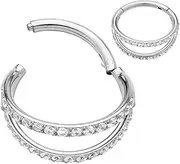 365 SLEEPERS Titanium Implant Grade 16G 8mm - 12mm Double Hoop Gem Hinged Segment Ring Helix Tragus Septum Clicker Nose Earring Body Piercing Jewellery