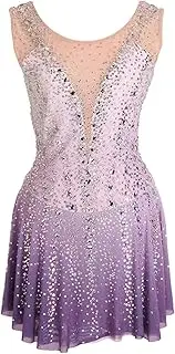 [Zagitova] Ice Figure Skating Dress for Girls, Women's Sleeveless Gradient Dance Costume, Team Competition Uniform