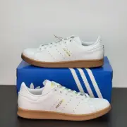 Adidas Stan Smith Men's Size 9.5 Athletic Shoes White Gold Casual Sneakers