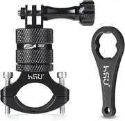 HSU Aluminum Bike Bicycle Handlebar Mount for GoPro Hero 12/11/10/9/8/7/6/5/4 Session AKASO Campark and Other Action Cameras, 360 Degrees Rotary Mountain Bike Rack Mount (Black)