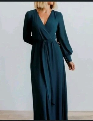Baltic Born Lydia Long Sleeve Topaz Modest Minimalist Maxi Dress Size XS NWT
