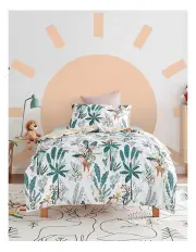 [Jack & Ava] Cheeky Monkey Quilt Cover Set in White