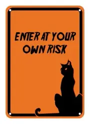 Reflective Aluminum Halloween Sign "Enter At Your Own Risk" 10" x 14" (HW-086...