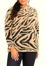 TS TAKING SHAPE VIRTU plus sz XL / 24 Fluffy Zebra Knit Jumper soft NWT rrp$130