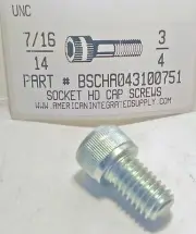 7/16-14x3/4 Hex Socket Head Cap Screws Alloy Steel Zinc Plated (4)