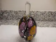 JEREMIAH LOTTON ART GLASS FLORAL PURPLE & YELLOW PERFUME SIGNED