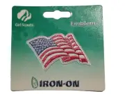 Girl Scouts Waving United States Flag Emblem Badge Patch NIP