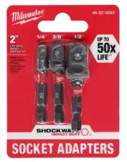 Milwaukee SHOCKWAVE 1/4” Impact Hex Shank Socket Adapter Set, 3-pc, 48-32-5033