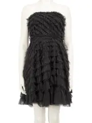 Black Tulle Ruffle Mini Dress