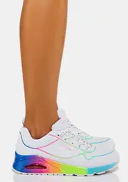 [Skechers] White Pop Of Sunshine Uno Sneakers