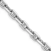 Solid 14K White Gold 7.5 inch 5.1mm Hand Polished Fancy Link with Lobster Clasp Bracelet