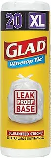 Glad Wavetop Tie Kitchen Tidy Bags, 20 Extra Large Garbage Bags, XL Size Fits 50L Bin, 20 Count