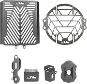 JB Racing Combo Kit for Interceptor 650 (Up to 2022) – Radiator Guard, Headlight Grill, Master Cylinder Guard, Reservoir Covers – Matte Black Mild Steel Protection Kit