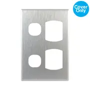 Connected Switchgear GEO Vertical Double Powerpoint Brushed Silver Aluminium Cover